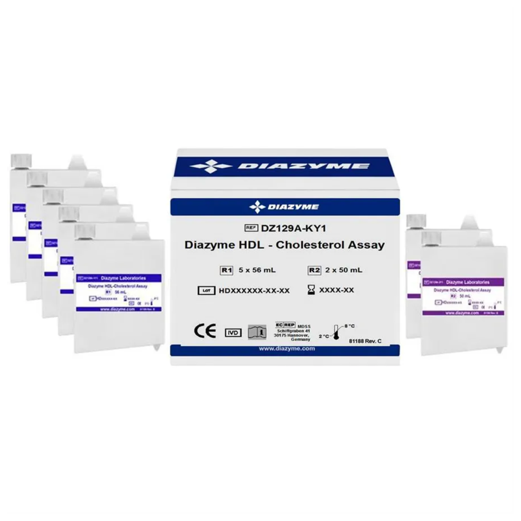 Diazyme HDL-Cholesterol test kit (liquid stable), R1: 5 x 56 ml R2: 2 x 50 ml