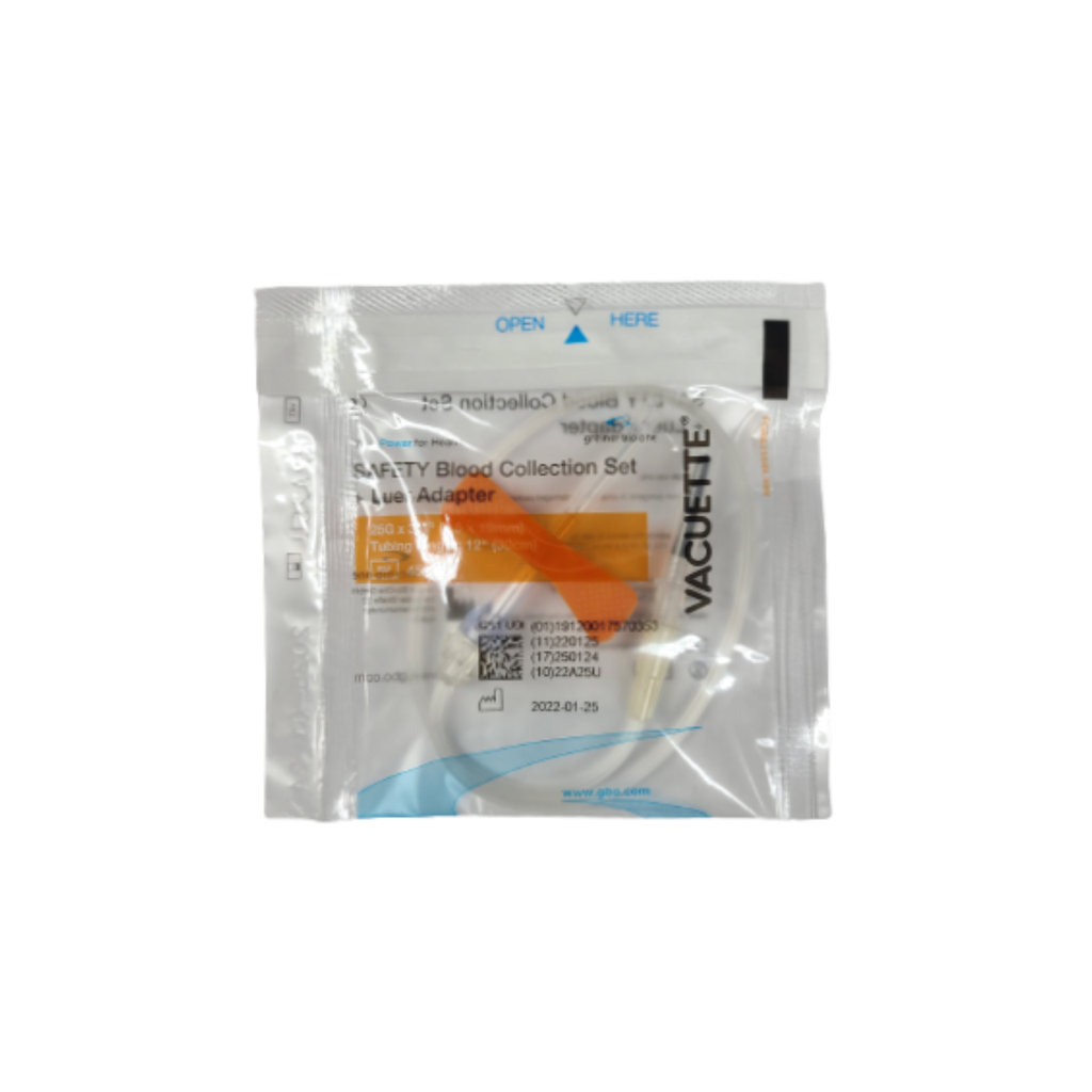Greiner Bio One Winged Safety Blood Collection Sets with Luer Adapter, 25Gx12 in. Case of 1000