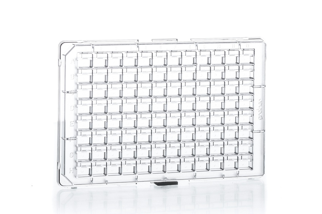 Greiner Bio-One 96W CrystalQuick™ LP (Low Profile) 96 well Protein Crystallization Plate, Low Birefringence, w/1 Square, Flat Bottom Crystallization Well, Clear