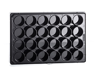 Greiner Bio-One 24W Plate, PS, Flat BOT, Chimney Style, BLK
