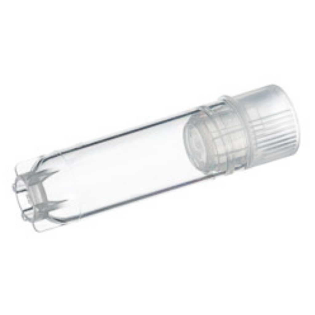 2 mL Cryo.s Tube, PP, Sterile, Internal Thread Natural Cap, Starfoot Base, Round Bottom, 150 White Cap Inserts per CS, Case of 500