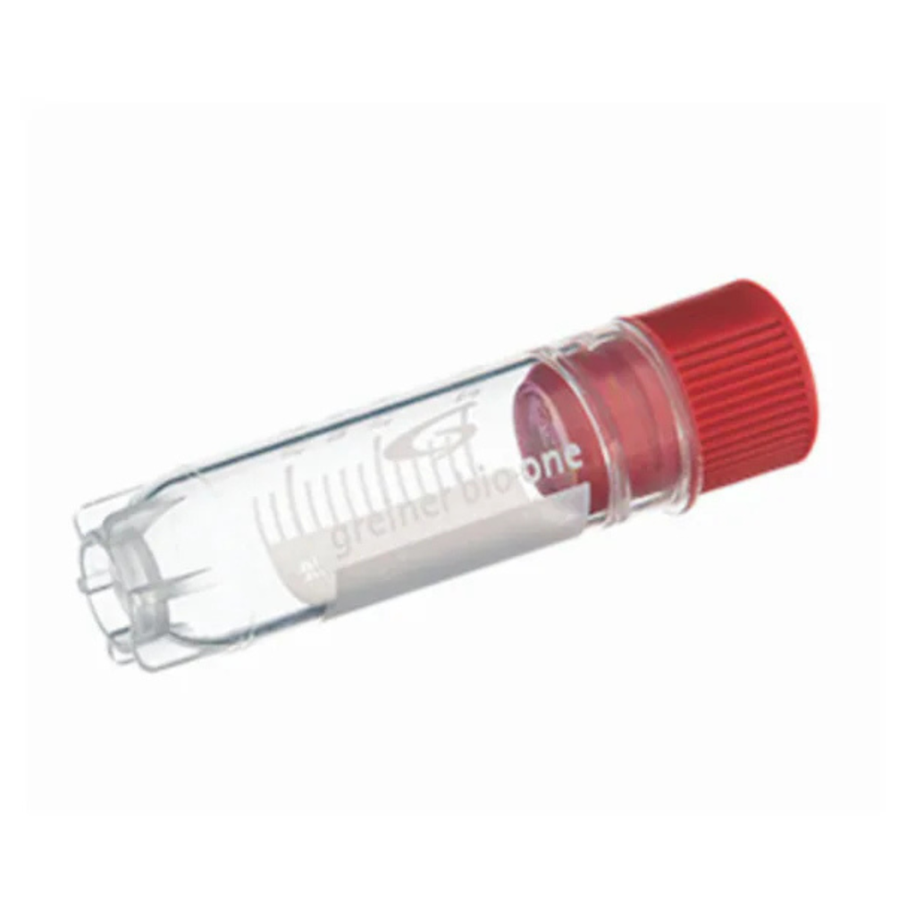 Greiner Bio-One 2 mL Cryo.s Tube, PP, Sterile, Internal Thread Orange Cap, ID Field, Starfoot Base, Round Bottom, 150 White Cap Inserts per CS