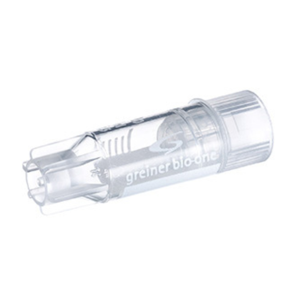 1 mL Cryo.s Tube, PP, Sterile, Internal Thread Natural Cap, ID Field, Starfoot Base, Conical Bottom, 150 White Cap Inserts per CS, Case of 500