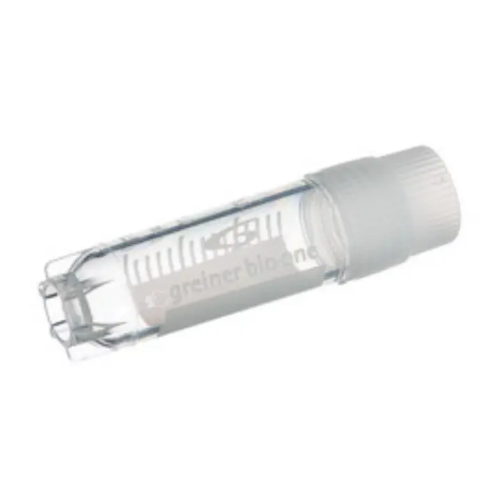 2 mL Cryo.s Tube, PP, Sterile, External Thread Natural Cap, ID Field, Starfoot Base, Round Bottom, 150 White Cap Inserts per CS, Case of 500