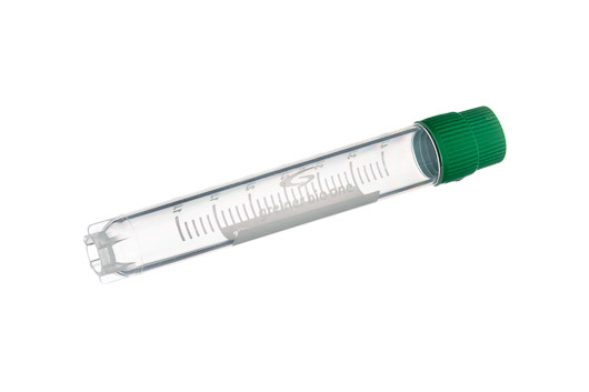 Greiner Bio-One 4 mL Cryo.s Tube, PP, Sterile, External Thread Green Cap, ID Field, Starfoot Base, Round Bottom, 100 White Cap Inserts per CS