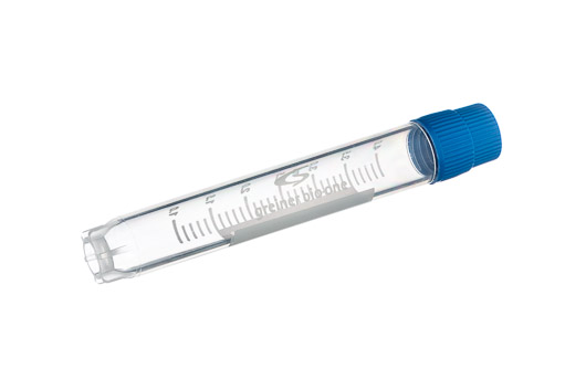 Greiner Bio-One 4 mL Cryo.s Tube, PP, Sterile, External Thread Blue Cap, ID Field, Starfoot Base, Round Bottom, 100 White Cap Inserts per CS