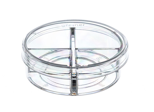 CELLview cell culture dish, four compartments, TC treated, Sterile, Case of 40