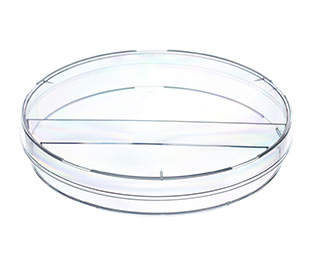 Petri dish, PS, 94x15mm, 57cm2, Triple Vented, Two Compartments, Sterile, Case of 480