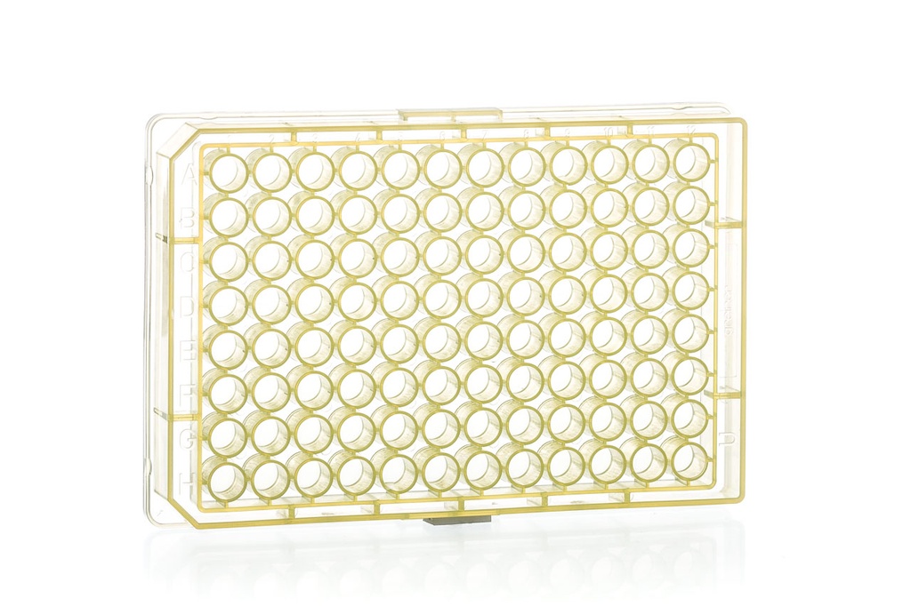 96W Plate, PP, Round (U) Bottom, Chimney Style, Yellow, Case of 100