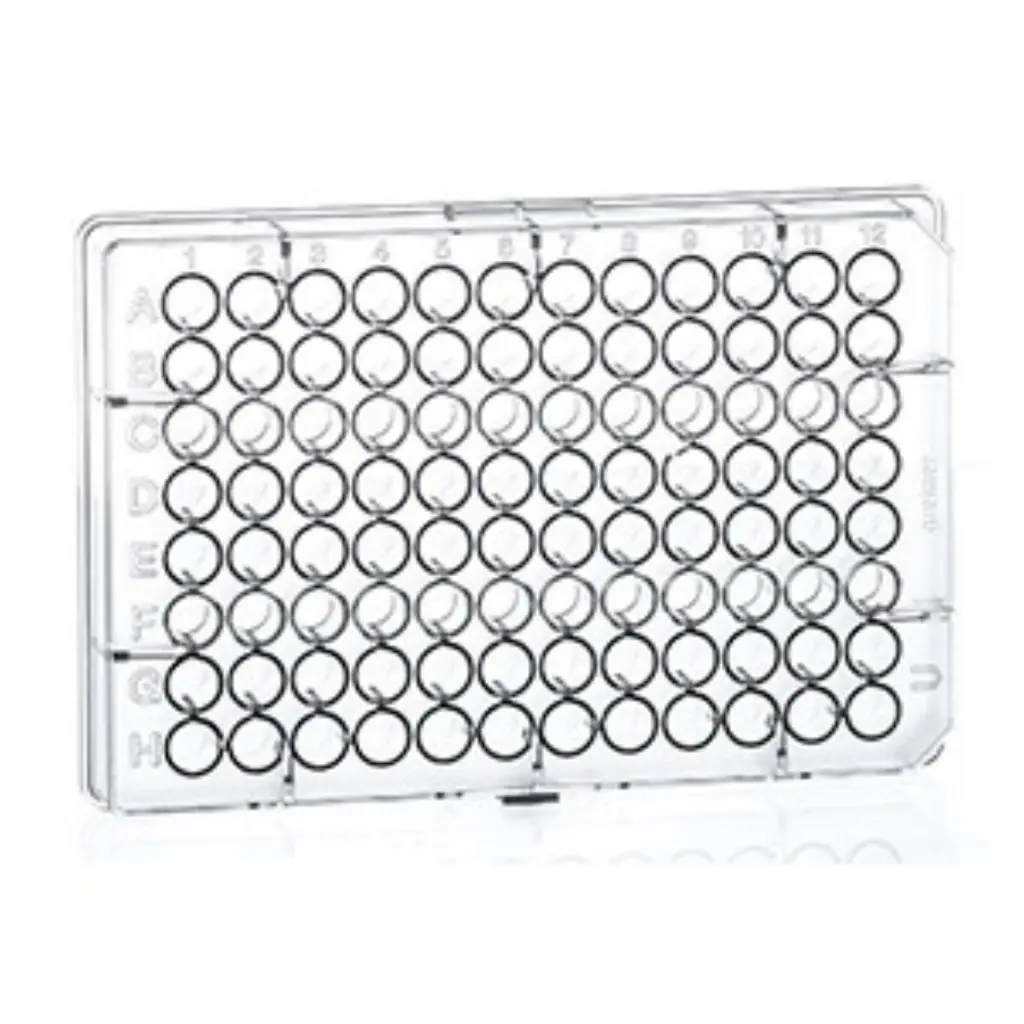 96W Cell-Repellent Plate, PS, Sterile, Round (U) Bottom, Clear, w/Lid, Case of 32