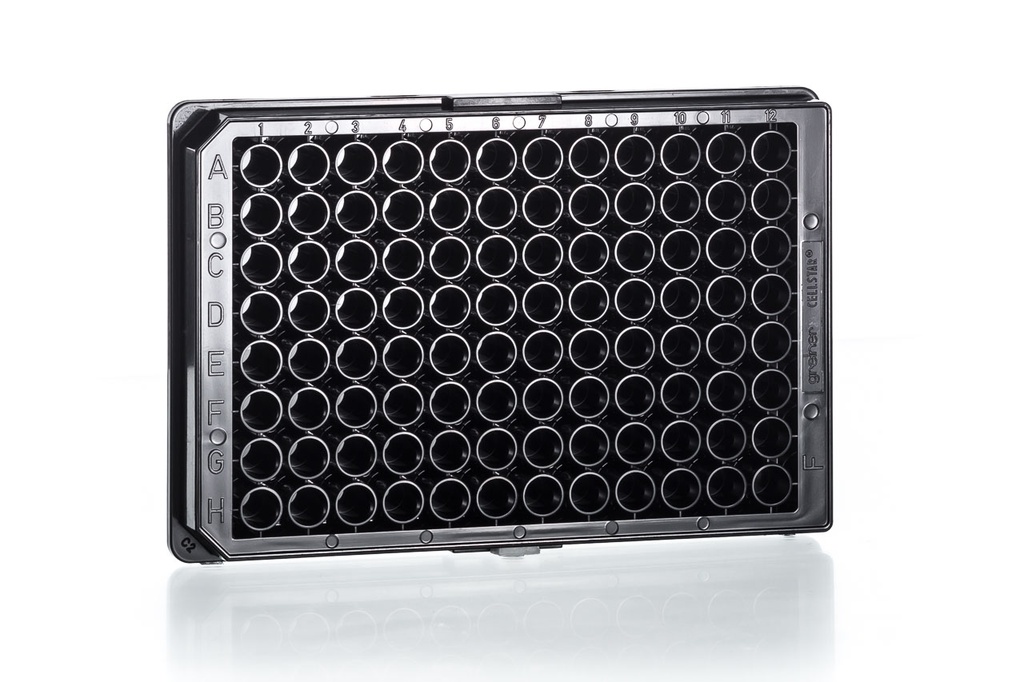 Greiner Bio-One Cell Culture Microplate 96W CellStar Plate, PS, TC Treated, Sterile, Flat Bottom, Chimney Style, Black
