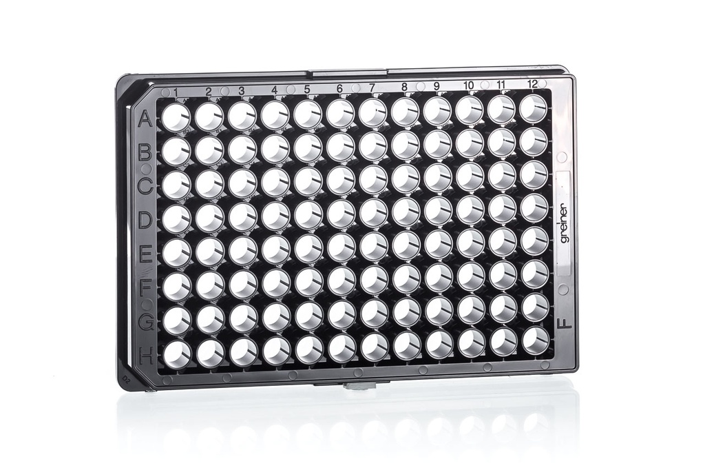 Greiner Bio-One Microplate 96W FLUOTRAC™™ 200 Plate, PS, Medium Binding, Flat Bottom, Black µClear