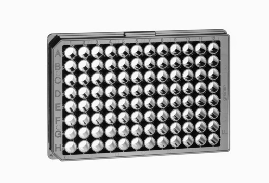 Greiner Bio-One Microplate 96W FLUOTRAC™™ 600 Plate, PS, High Binding, Flat Bottom, Chimney Style, Black µClear