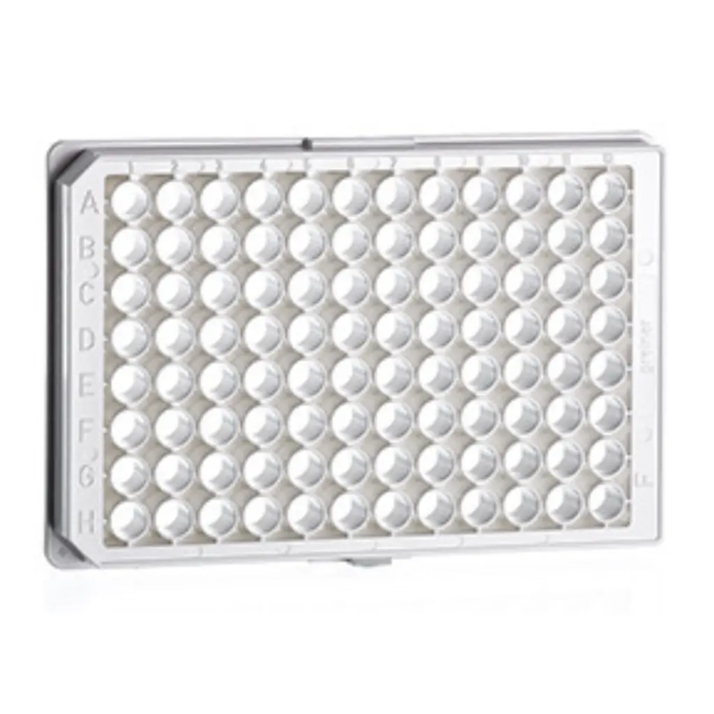 96W CELLSTAR Plate, PS, TC Treated, Sterile, Flat BOT, Chimney Style, White uClear, w/Lid, Case of 32