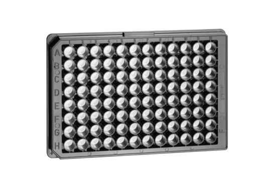 Greiner Bio-One Microplate 96W SensoPlate™, PS, Sterile, Flat Bottom, Chimney Style, Black/Glass, w/Lid