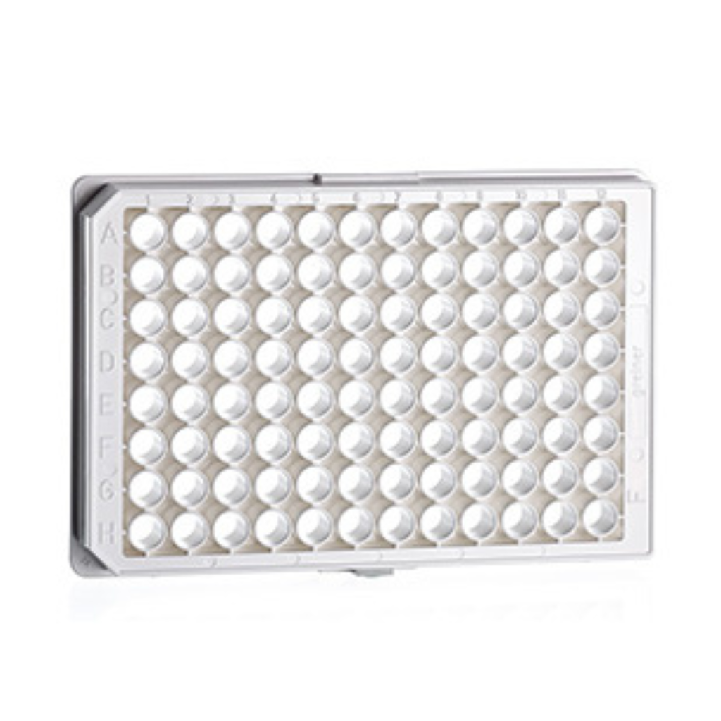 96W CELLCOAT Poly-D-Lysine Plate, PS, Flat Bottom, Chimney Style, White Clear, w/Lid, Case of 20