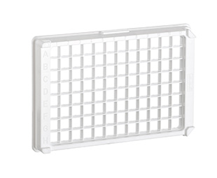 Greiner Bio-One 96W Plate Frame for C8 Single-break strips (1 x 8 Break-Apart C-Bottom, Flat w/curved edge, strips, i.e., 705 x x x ), PS, White