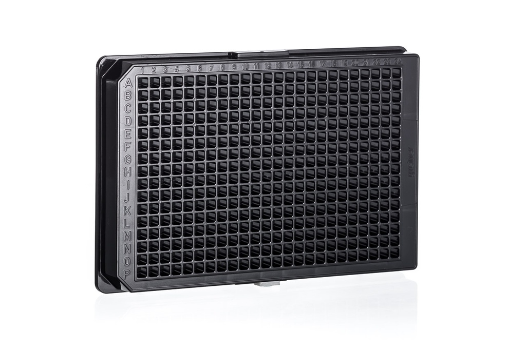 384W FLUOTRAC 200 Plate, PS, Medium Binding, Flat Bottom, Black uClear, Case of 40