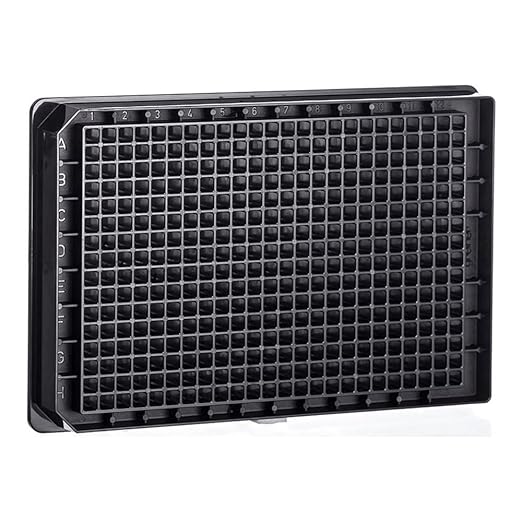 Greiner Bio-One 384W Ultra Low Base SensoPlate™ Plus, Flat Bottom, Black/Glass, w/out Lid, 781856