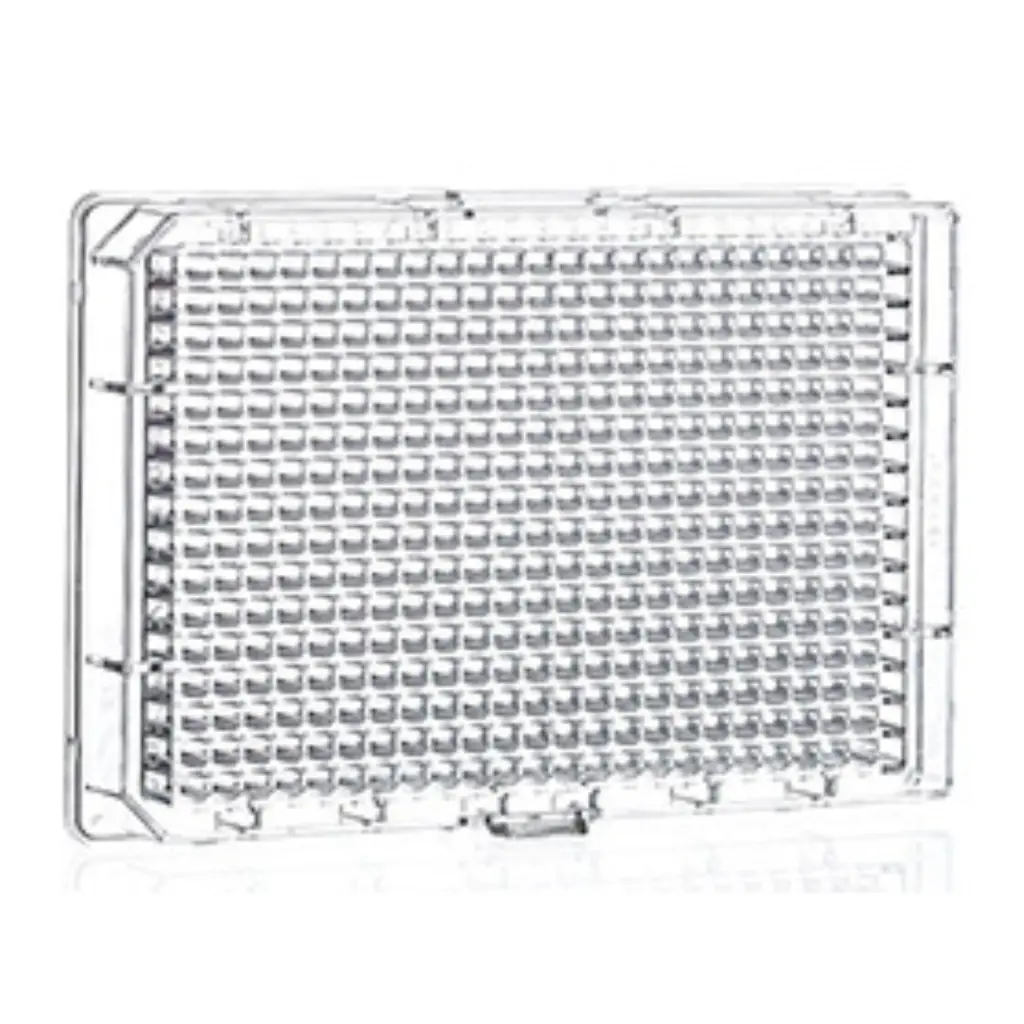 384W Cell-Repellent Plate, PS, Sterile, Flat Bottom, Clear, w/Lid, Case of 60
