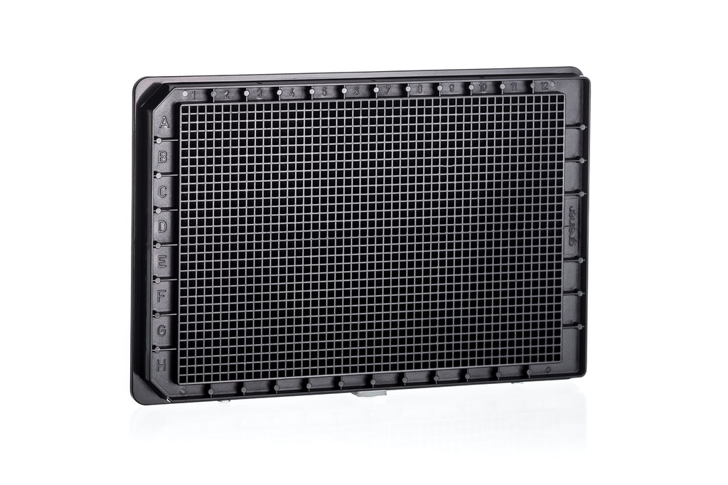 1536W HiBase FLUOTRAC 200 Plate, PS, Medium Binding, Flat Bottom, Black, Case of 60