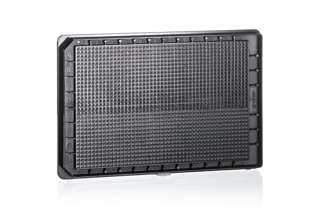 1536W LoBase FLUOTRAC 200 Plate, PS, Medium Binding, Flat Bottom, Black uClear, Case of 60