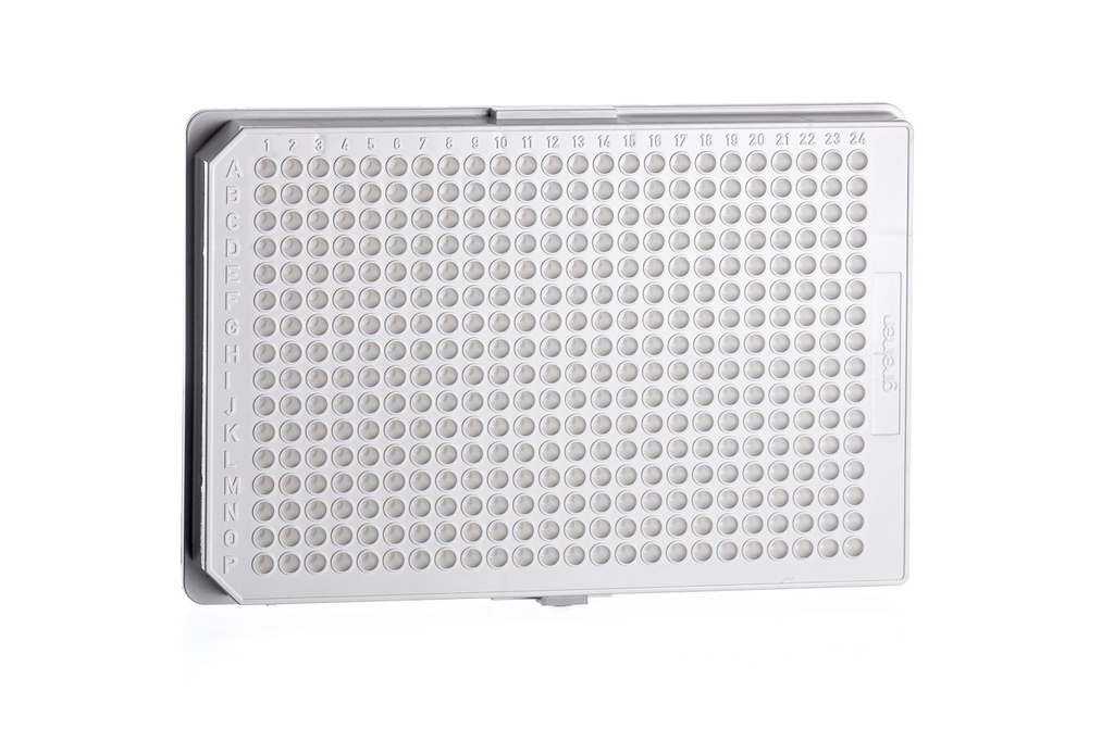 Greiner Bio-One Microplate, 384 Well, PS, F-Bottom, Small Volume, Hibase, Med. Binding, White, 10 Pcs./Bag