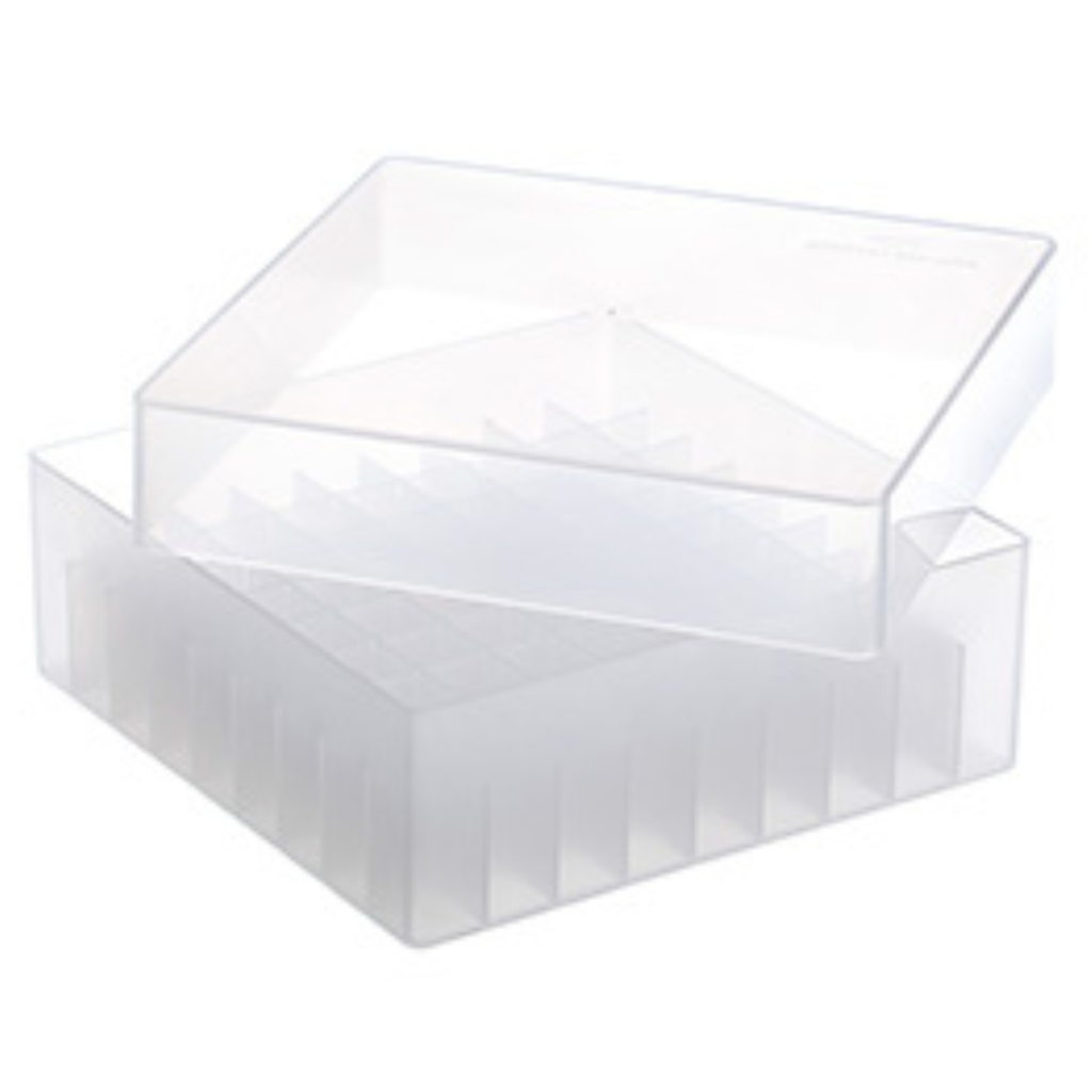 Greiner Bio-One 81 position Cryo Storage Bo x for 1 & 2 ml Cryo.s, PP, 9 x 9, Natural w/Natural lid