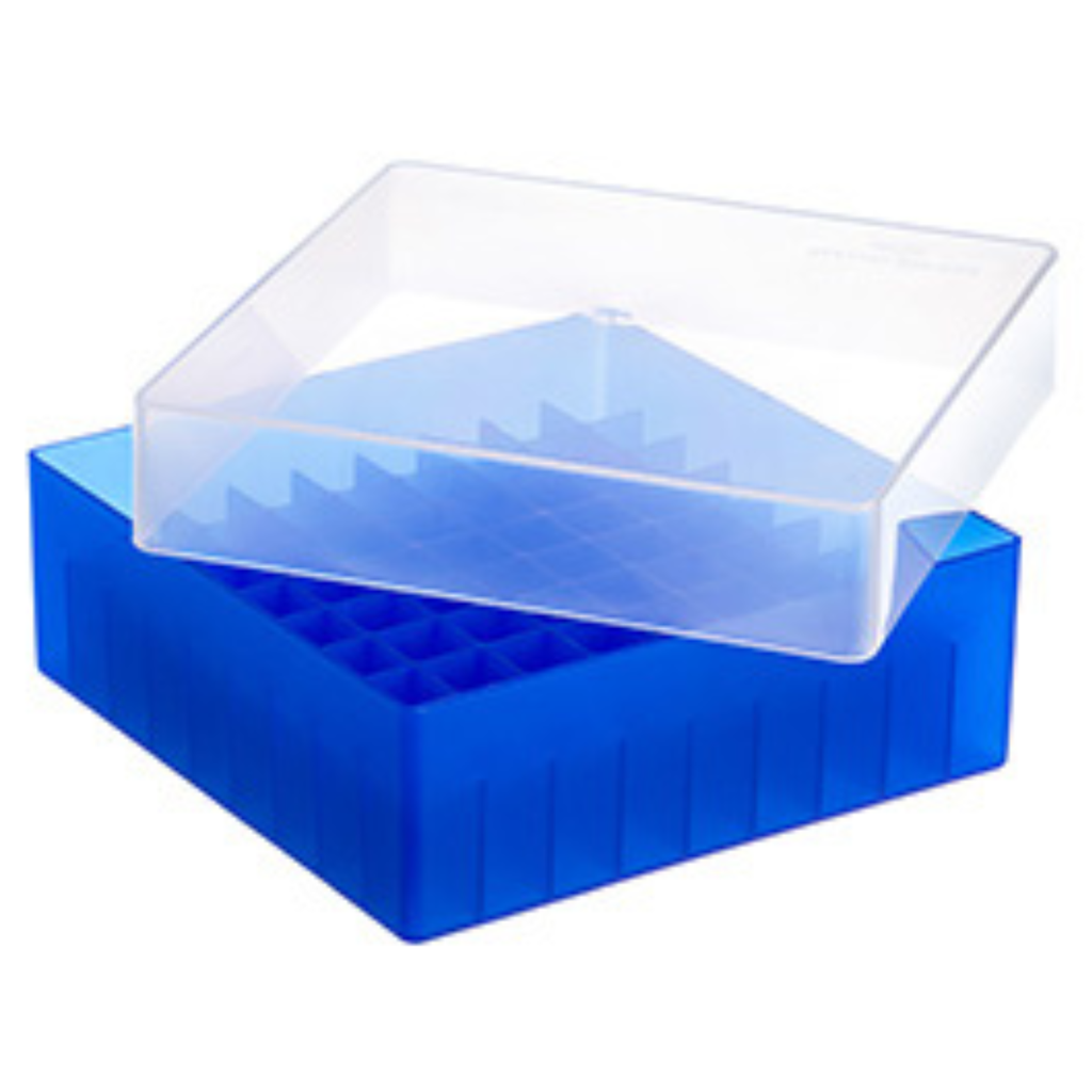 Greiner Bio-One 81 position Cryo Storage Bo x for 1 & 2 ml Cryo.s, PP, 9 x 9, Blue w/Natural lid