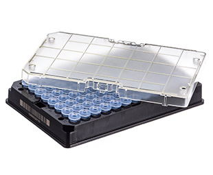 Greiner Bio-One Rack with 96 natural-capped 300µl Cryo.s, Datamatri x barcode (generic 2D sequence), sterile