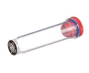 Rack with 96 red-capped 600ul Cryo.s, Datamatrix barcode (generic 2D sequence), Case of 960