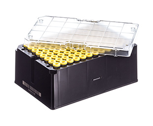 Greiner Bio-One Rack with 96 yellow-capped 1000µl Cryo.s, Datamatri x barcode (generic 2D sequence), sterile