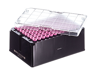 Greiner Bio-One Rack with 96 pink-capped 1000µl Cryo.s, Datamatri x barcode (generic 2D sequence), sterile
