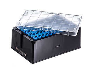Rack with 96 blue-capped 1000ul Cryo.s, Datamatrix barcode (generic 2D sequence), Case of 960