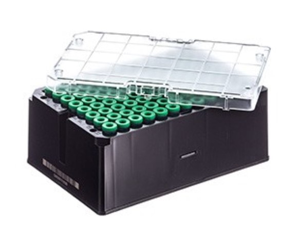 Greiner Bio-One Rack with 96 green-capped 1000µl Cryo.s, Datamatri x barcode (generic 2D sequence)