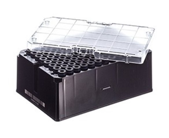 Greiner Bio-One Rack with 96 black-capped 1000µl Cryo.s, Datamatri x barcode (generic 2D sequence)