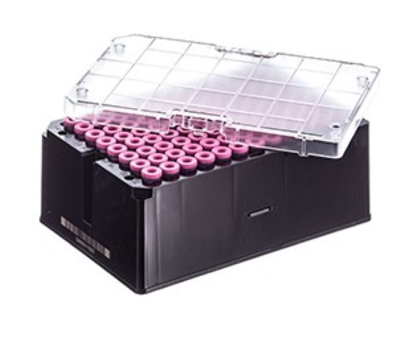 Greiner Bio-One Rack with 96 pink-capped 1000µl Cryo.s, Datamatri x barcode (generic 2D sequence)
