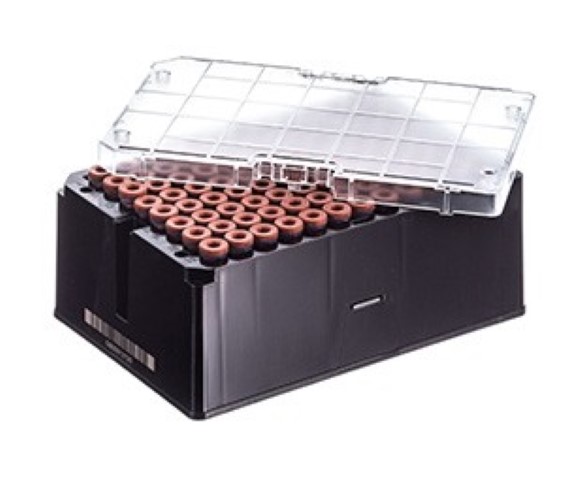 Greiner Bio-One Rack with 96 brown-capped 1000µl Cryo.s, Datamatri x barcode (generic 2D sequence)