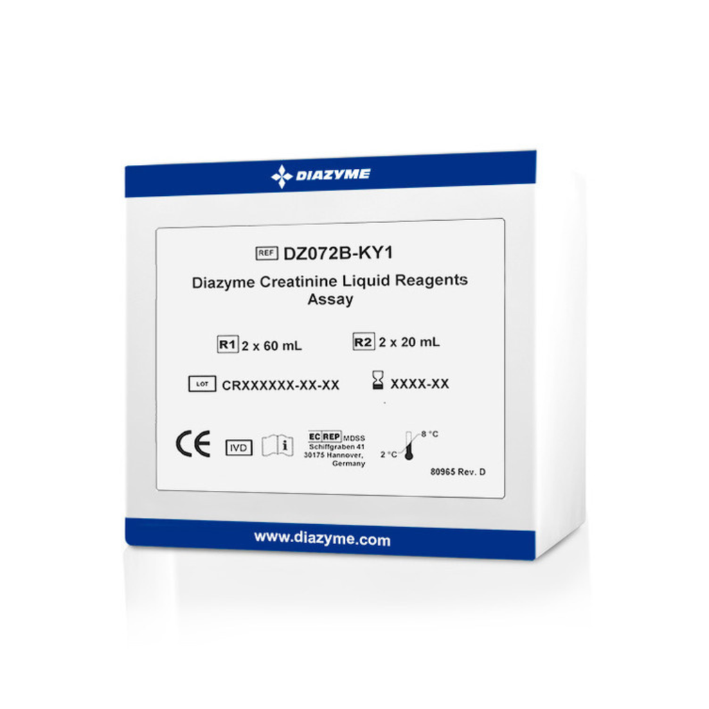 Diazyme Enzymatic Creatinine Test Kit (liquid stable ), R1: 2 x 60 mL; R2: 2 x 20 mL