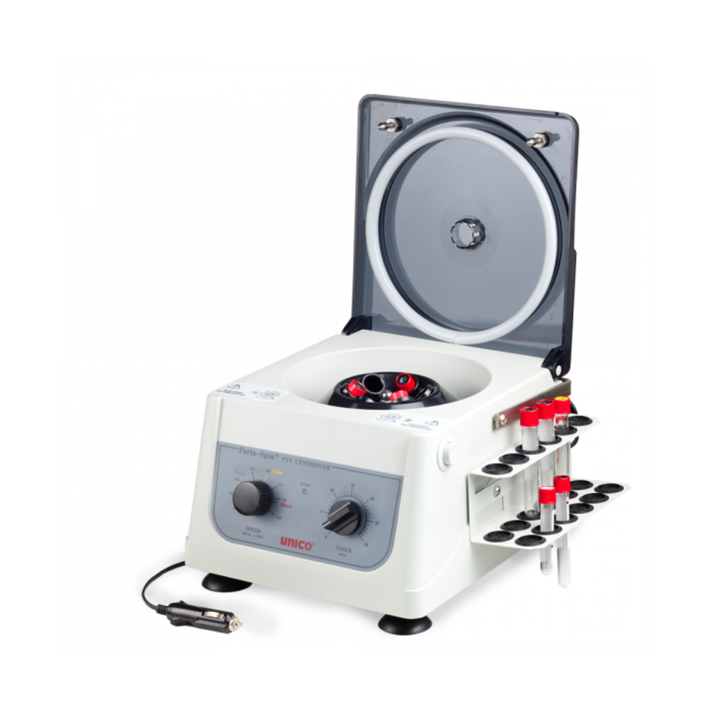 PowerSpin Porta-Spin Portable 12 VDC Centrifuge fixed speed 3700 RPM, 6 Place rotor, 30 min. timer, 6x10ml capacity