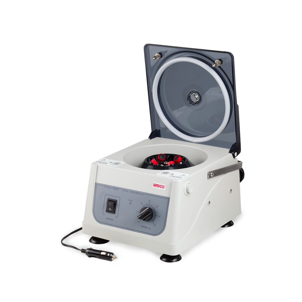 PowerSpin Porta-Spin Portable 12 VDC Centrifuge fixed speed 3700 RPM, 8 Place rotor, 30 min. timer, 8x10ml capacity