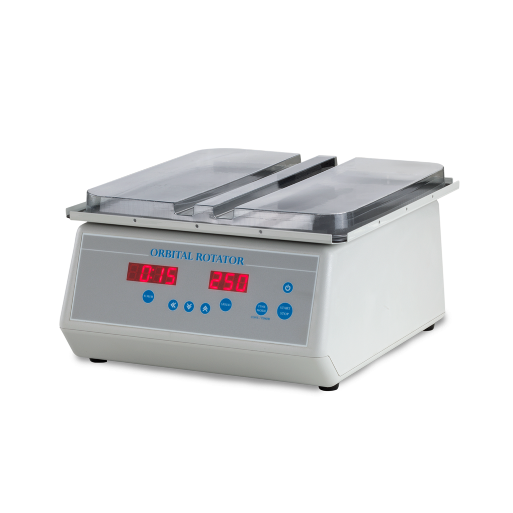 Digital Rotator featuring 11" x 11" mixing plate, variable speed of 25 to 250 rpm, digital display, 120V, with Humidity Cover   (Replaces L-RT28)