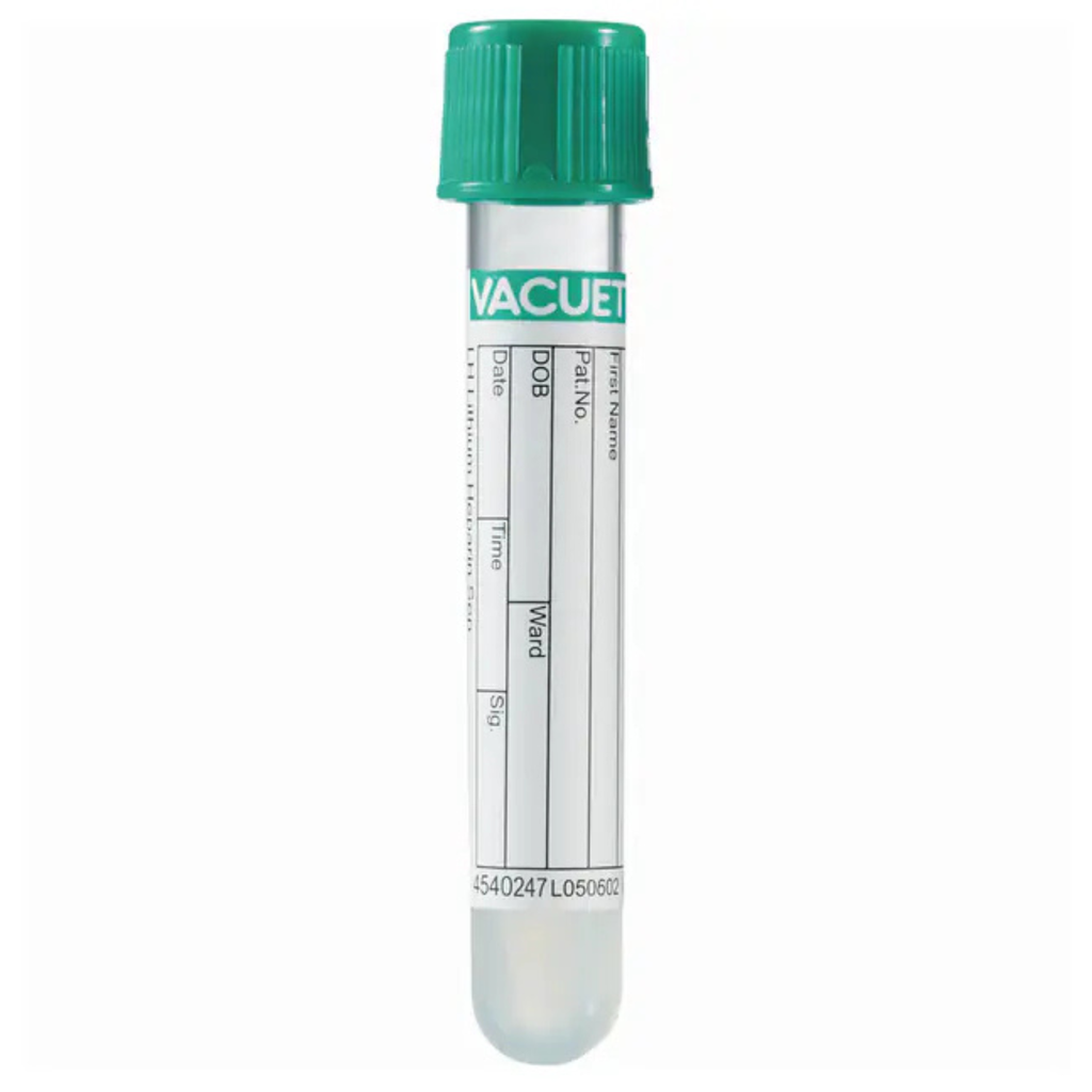 Greiner Bio-One VACUETTE Tube 3.5 ml Lithium Heparin Separator 13 x 100 Green-Yellow Non-Rinse United States