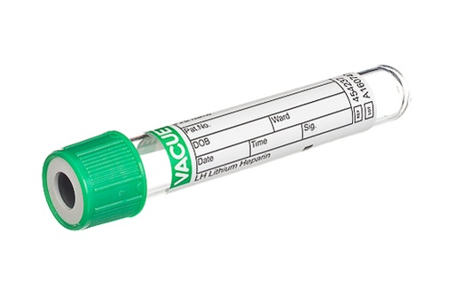 [454237] Plasma, Lithium Heparin, 2 ml, Green Pull Cap, 13x75, Case of 1200
