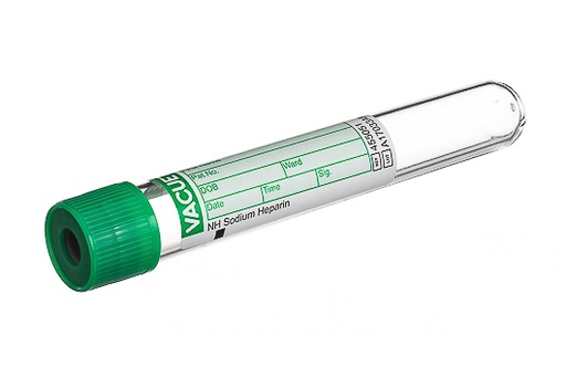 [455051] Plasma, Sodium Heparin, 9 ml, Green Pull Cap, 16x100, Case of 1200
