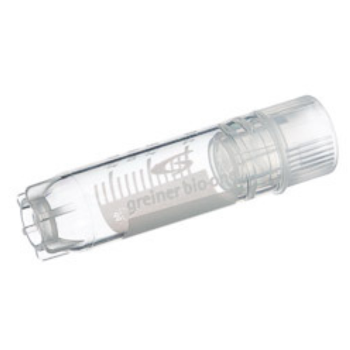 [122263] Greiner Bio-One 2 mL Cryo.s Tube, PP, Sterile, Internal Thread Natural Cap, ID Field, Starfoot Base, Round Bottom, 150 White Cap Inserts per CS