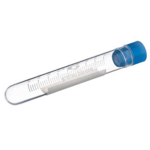 [124274] 5 mL Cryo.s Tube, PP, Sterile, Internal Thread Blue Cap, ID Field, Round Bottom, 100 White Cap Inserts per CS, Case of 300