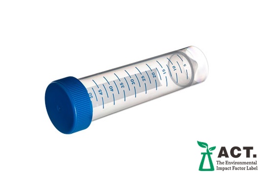 [210261] Greiner Bio-One Tube, 50 ml, PP, 30/115 MM, Conical Bottom, Cellstar®, Blue Screw Cap, Natural, Graduated, Writing Area, Skirt, Sterile, 25 Pcs./Bag
