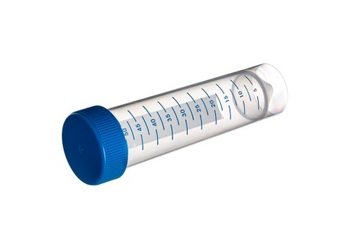 [210270] Greiner Bio-One Tube, 50 ml, PP, 30/115 MM, Conical Bottom, Cellstar®, Blue Screw Cap, Natural, Graduated, Writing Area, Skirt, Sterile, 25 Pcs./Box