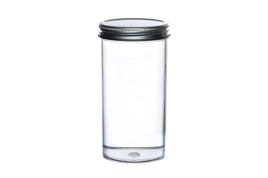Sample Container, PS, 60x120, 250mL, Flat BOT, Metal Screw Cap, Case of 48